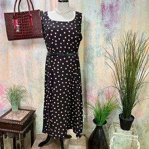 📌Studio I Polka Dots Sleeveless A-Line Dress with Belt